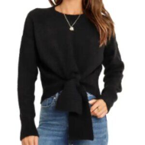 Petal & Pup Women's Black Captivate Tie Hem Sweater